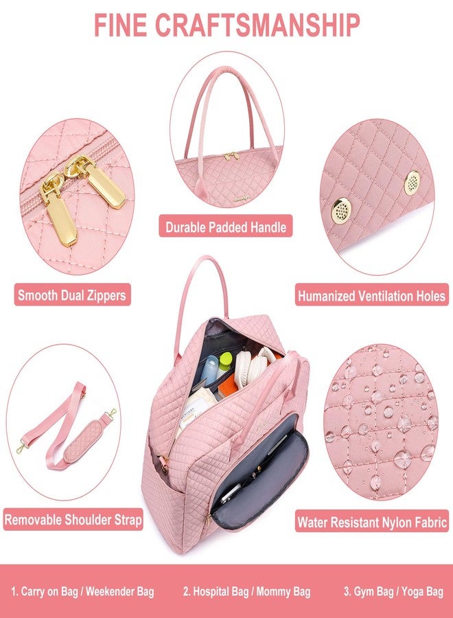 LUOCIP Travel Duffle Weekender Bags for Women - Weekend Bag Women with Shoe Compartment Carry On Overnight Bag with Toiletry Bag Duffel Bags Wet Pocket for Gym Hospital Bags for Labor and Delivery Pink - Image 4
